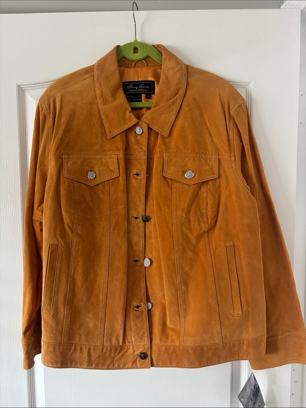 NWT VINTAGE Terry Lewis Classic Luxuries Suede Jacket - Orange SZ 3X